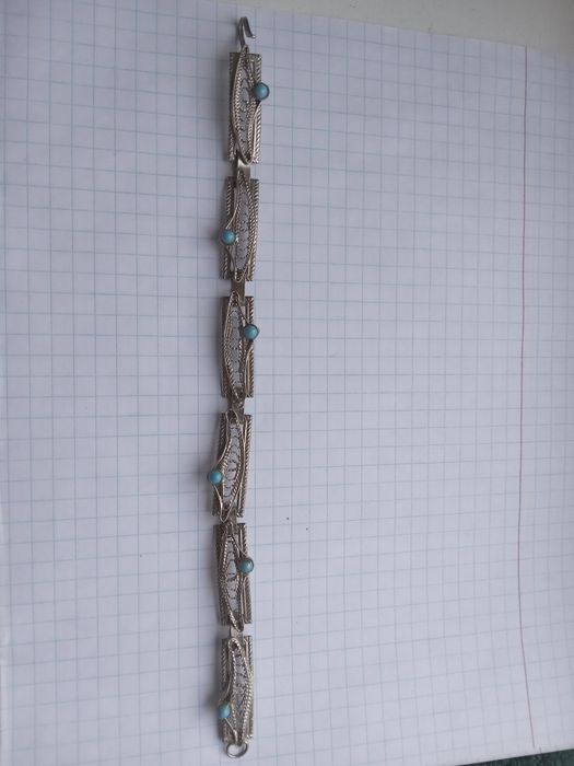 Браслет натуральный камень мельхиор серьги серебряные