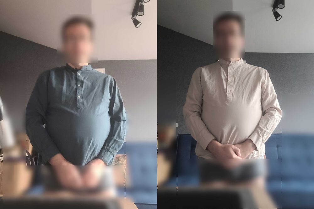 2-w-1 "Reserved" męskie koszule granatowym i beżowym zapięciem guziki