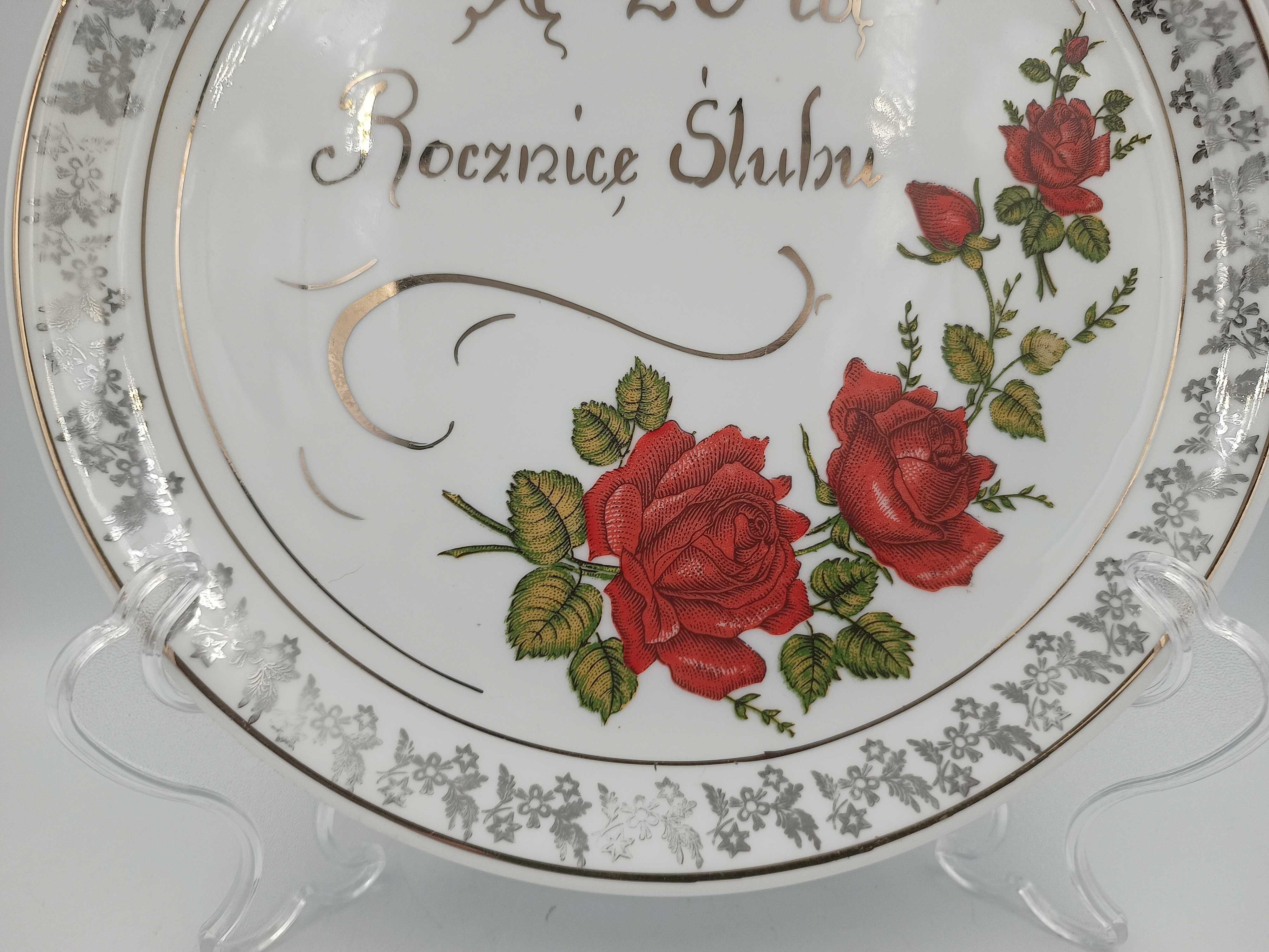 Okolicznościowa patera Karolina 20 Rocznica Ślubu talerz porcelana PRL