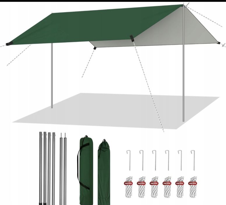 Plandeka namiotowa wodoodporna z drążkami plandeka kempingowa płachta