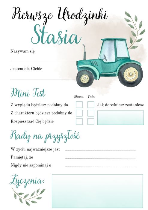 30 ankiet na urodzinki Stasia