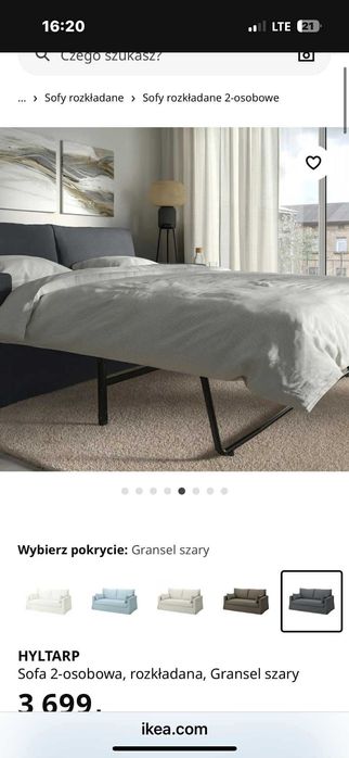 Sofa 2 osobowa rozkładana HYLTARP ikea mało używana