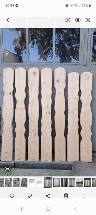 Sztachety drewniane świerkowe szer 12cm. Od ręki