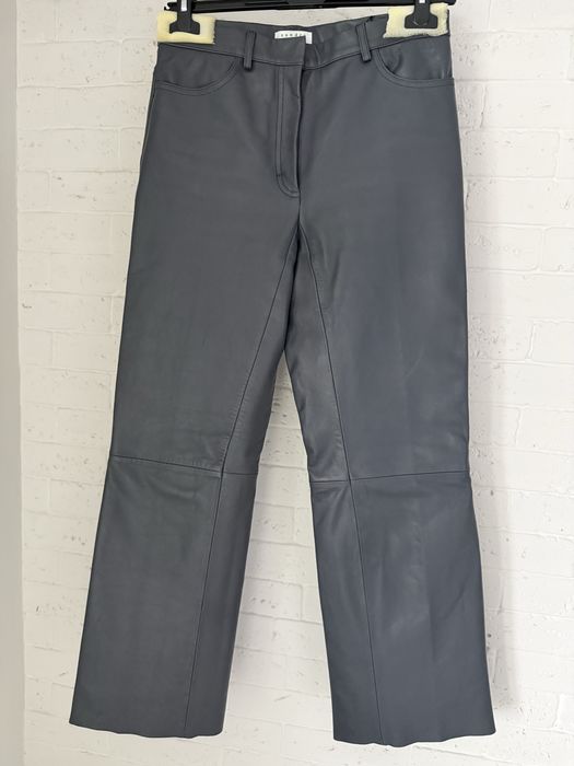 Шкіряні штани Sandro сірі, розмір 36 EU, натуральна шкіра