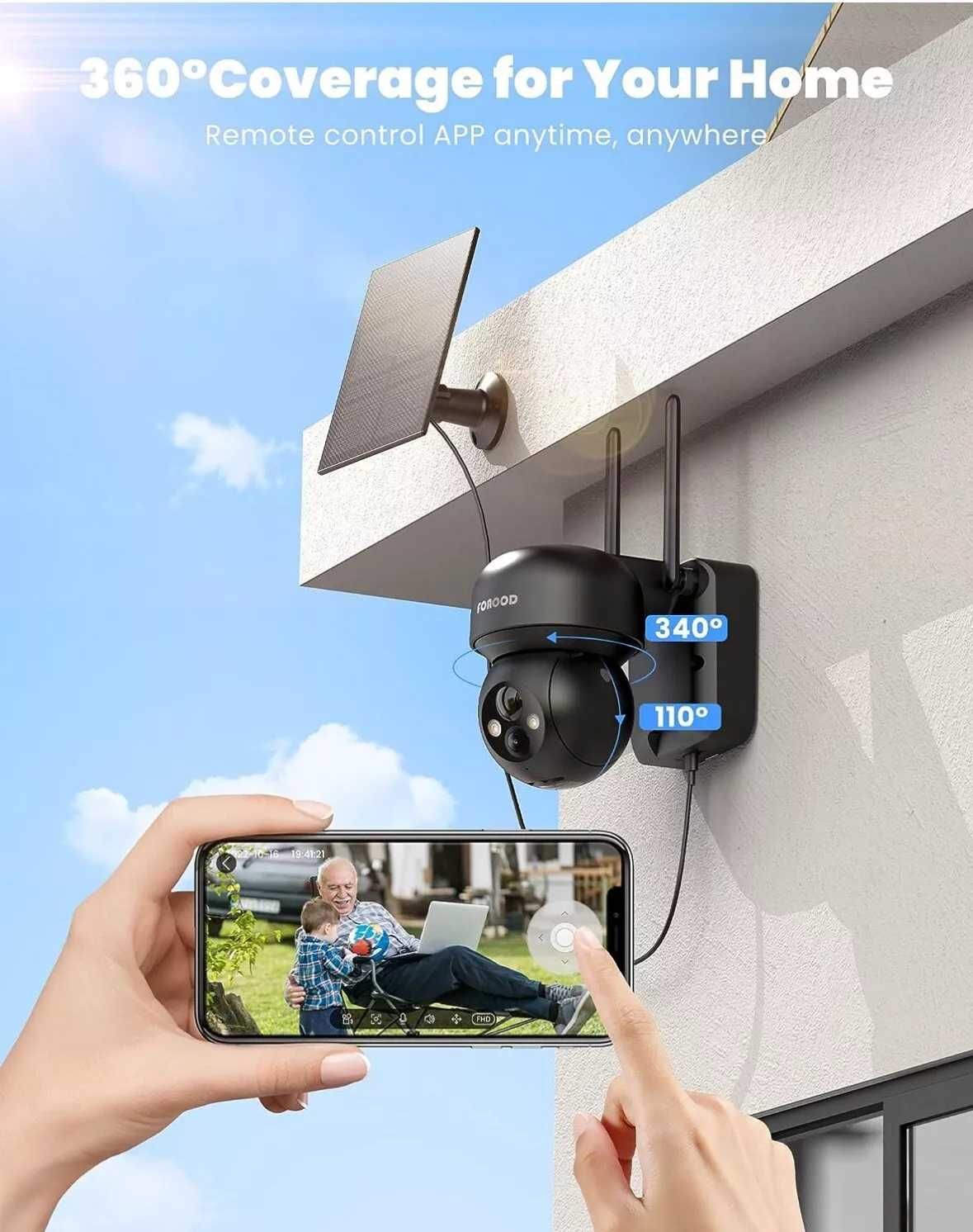 Камера FOAOOD PTZ Solar Powered Waterproof Security Camera - DQ201