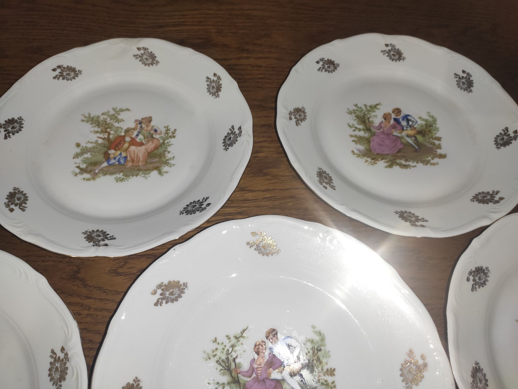 Stare porcelanowe talerze obiadowe płaskie sygnowane Bogucice PRL