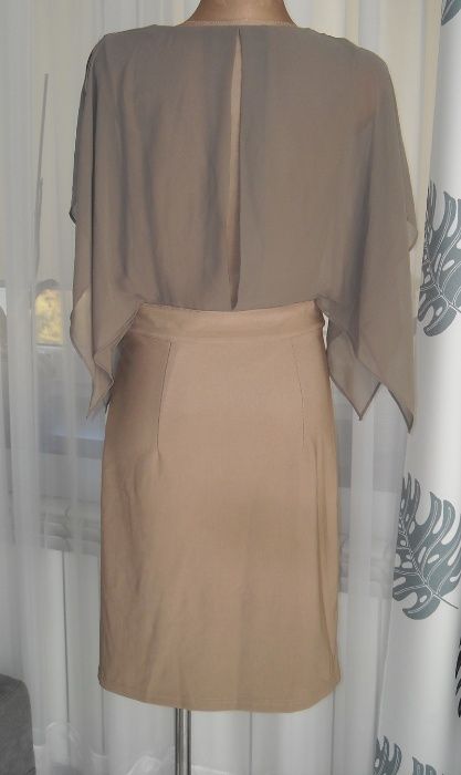 beżowe sukienka mgiełka s m