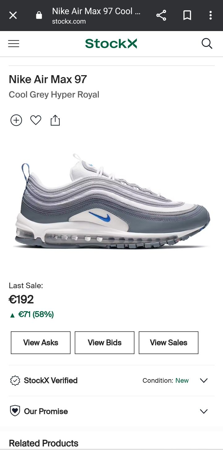 Nike Air Max 97 Cool Grey Hyper Royal