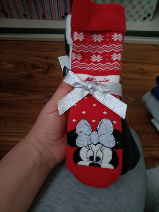 Ciepłe grube skarpety motyw świąt trzypak