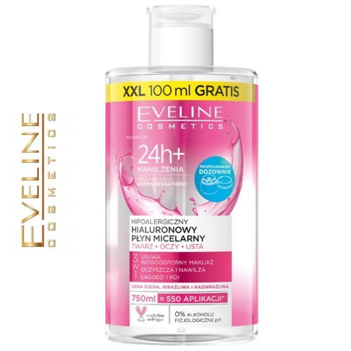 Eveline Hialuronowy Płyn Micelarny Z Dozownikiem 3W1 Xxl 750 Ml