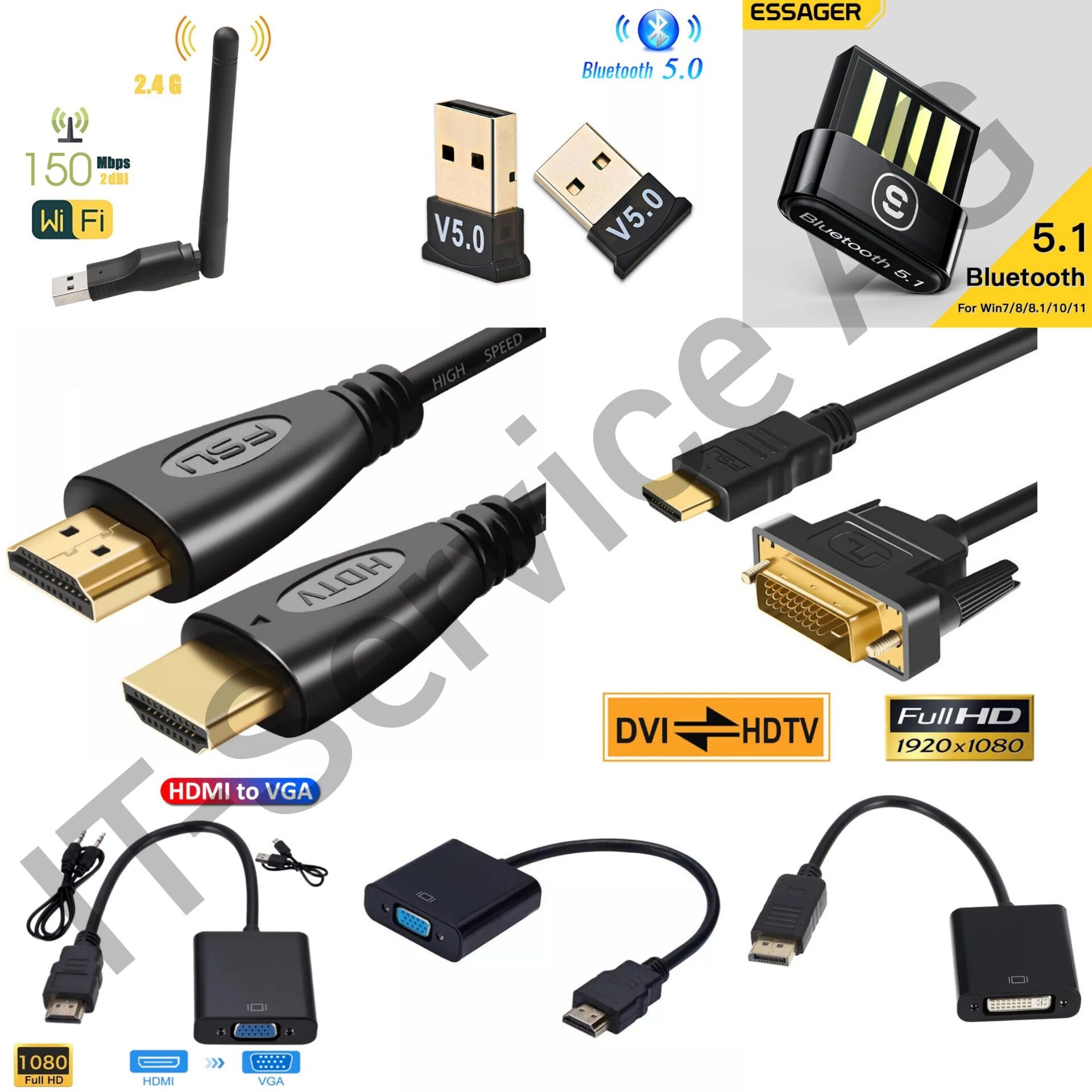 кабель адаптер Wi-Fi Bluetooth HDMI VGA DVI DisplayPort