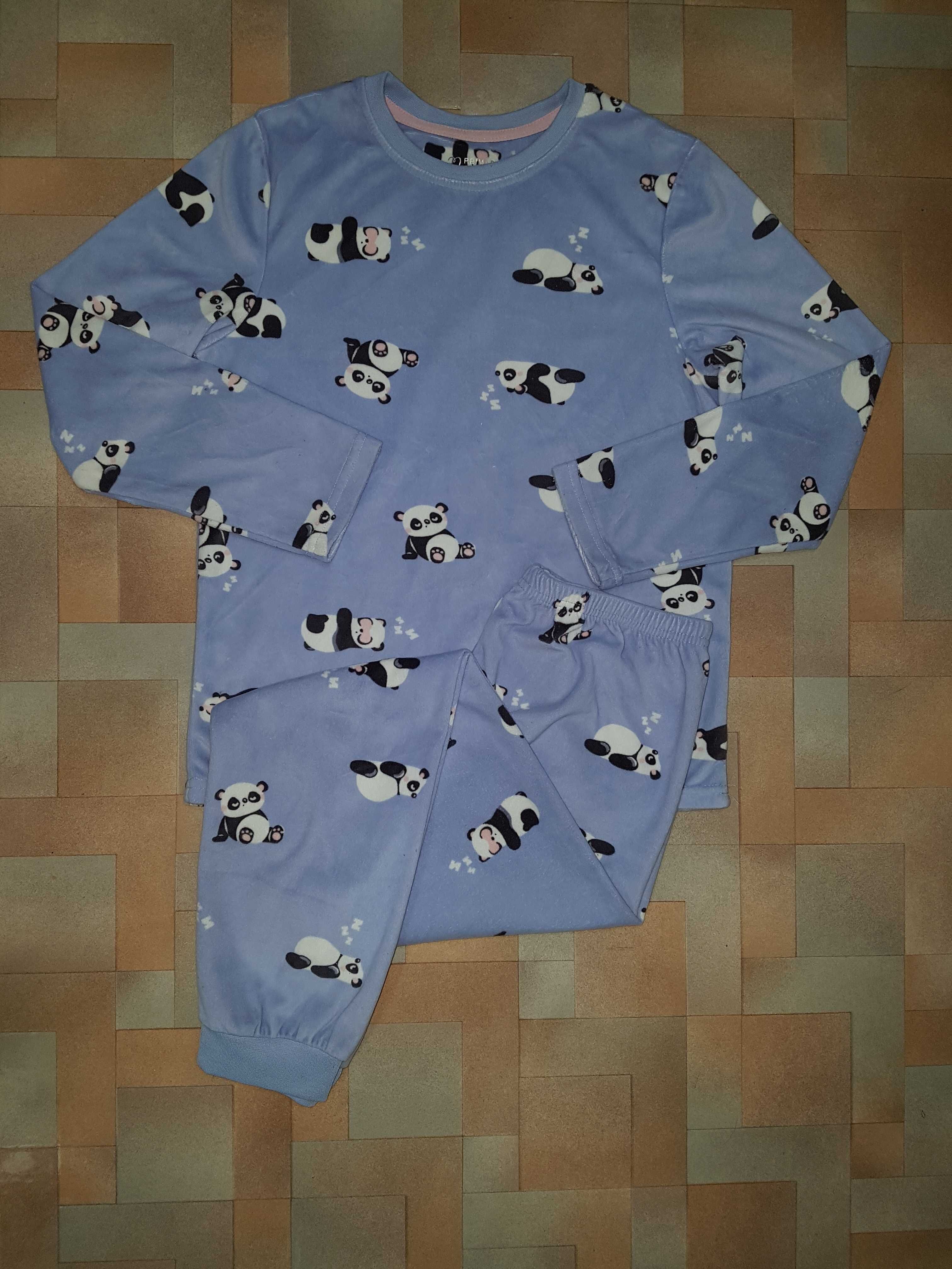 Теплая пижама велюр, комплект с пандами Primark 9-10 лет 140 см