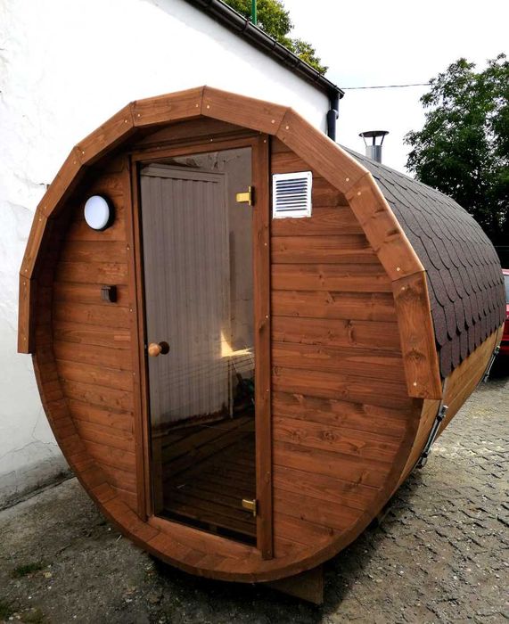 Sauna ogrodowa beczka zewnętrzna 250cm. Zestaw akcesoriów Gratis