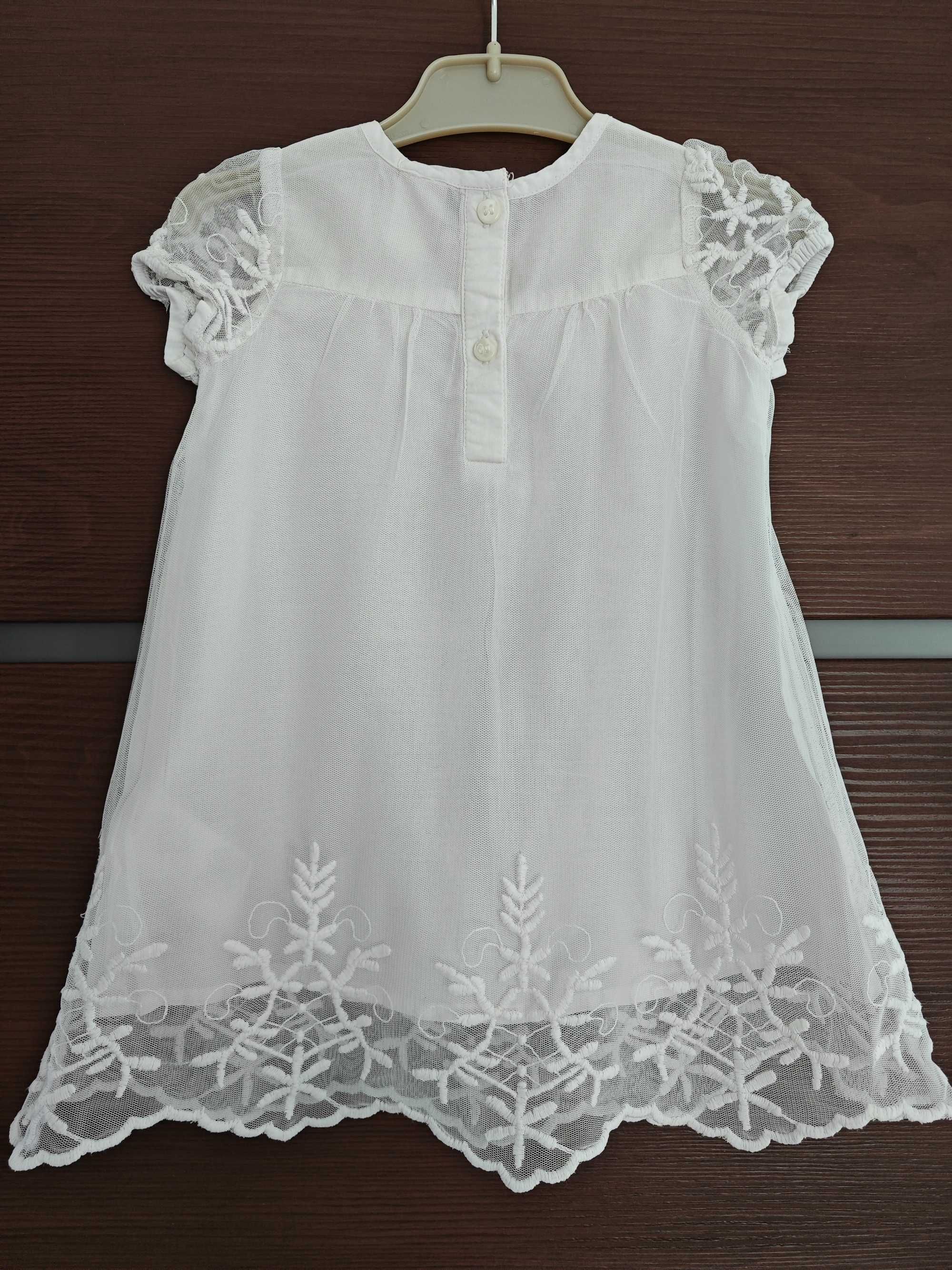 Sukienka biała na chrzest, H&M, 68