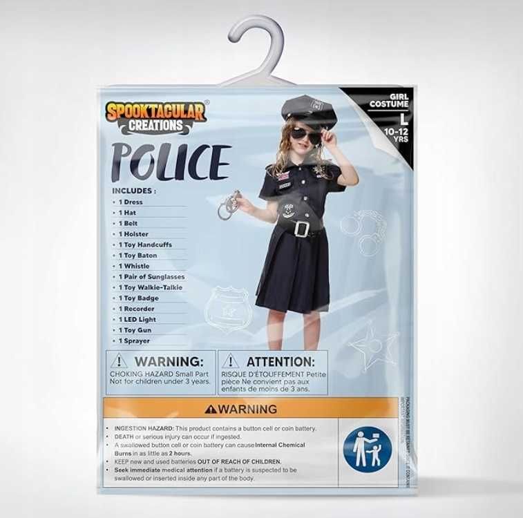 KOSTIUM POLICJANTA + Akcesoria dla Dziewczyn Strój Halloween Karnawał