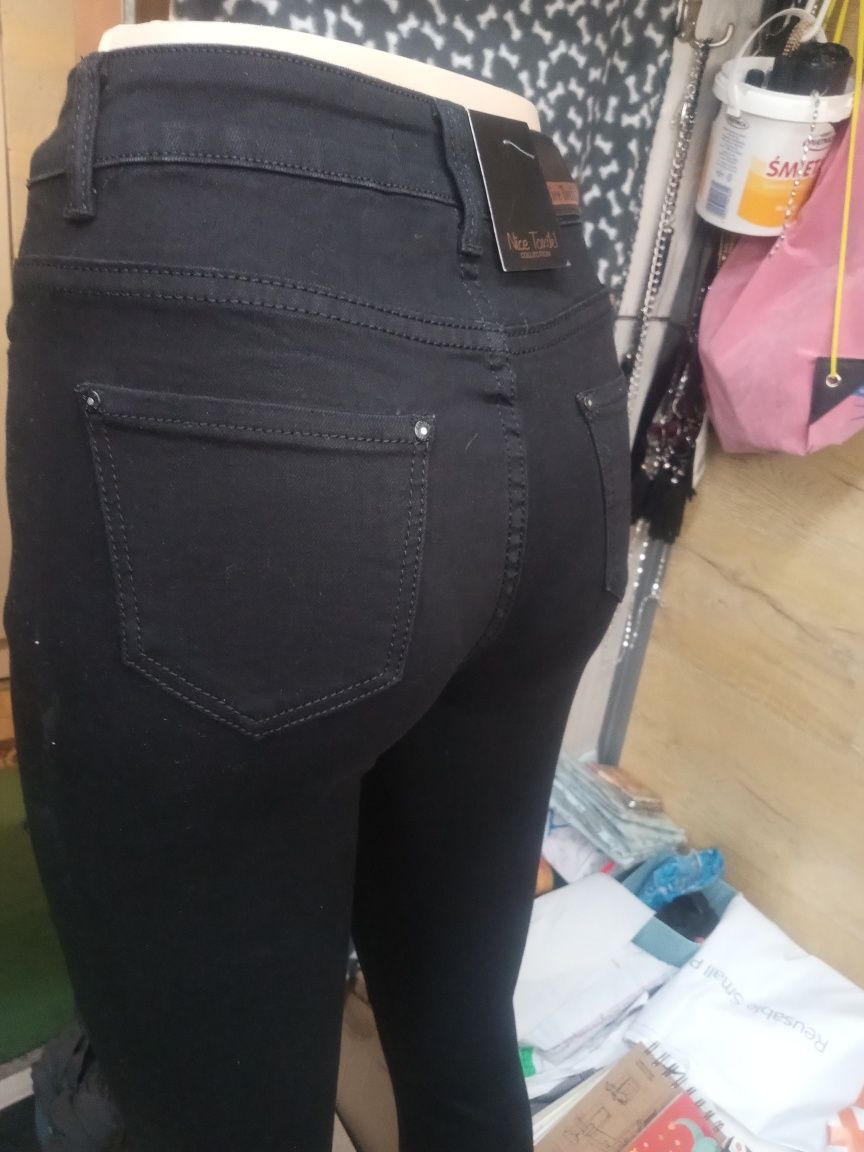Spodnie wyszczuplające z wyższym stanem czarne od S do 2 xl  wyprzedaż