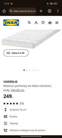 Materac IKEA underlig 70/160