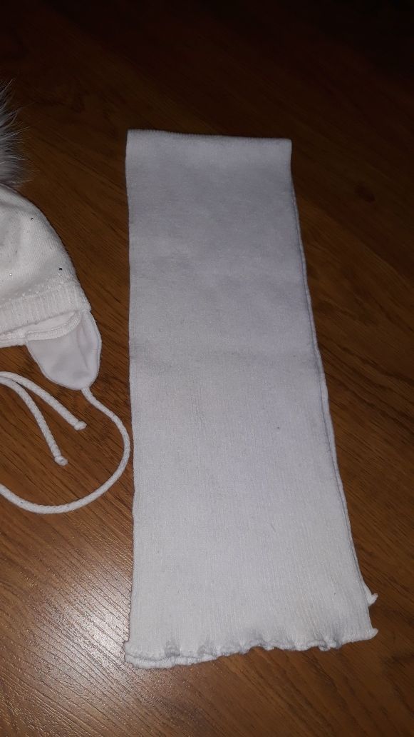 Шапка, шарф комплект, білосніжно білий
