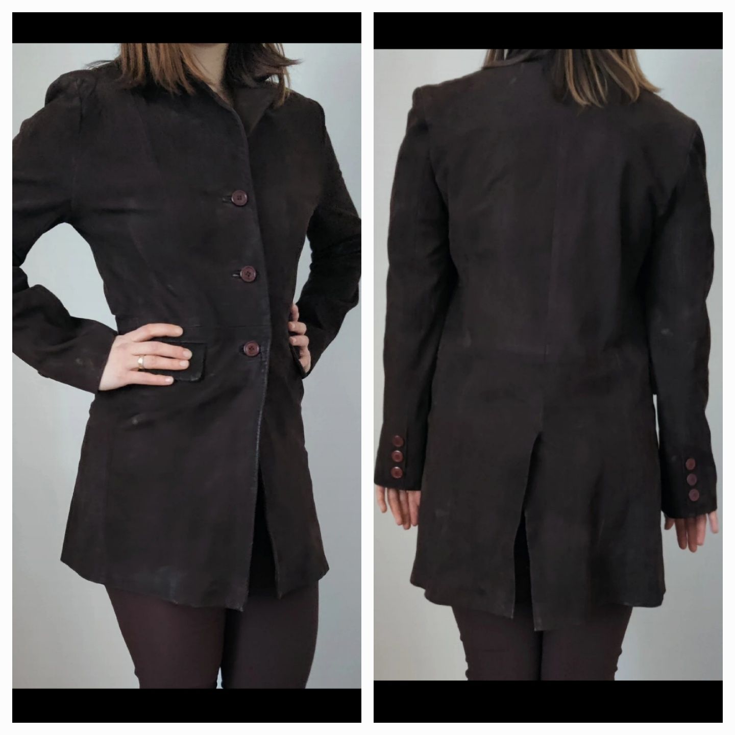 Kurtka marynarka 38 zamszowa skórzana płaszcz brązowy natural leather