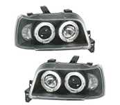 FARÓIS FRONTAIS RENAULT CLIO 92-97 ANGEL EYES LED FUNDO PRETO