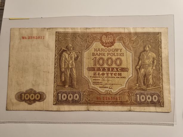 Banknot 1000 złotych 1946 seria zastępcza Wb.