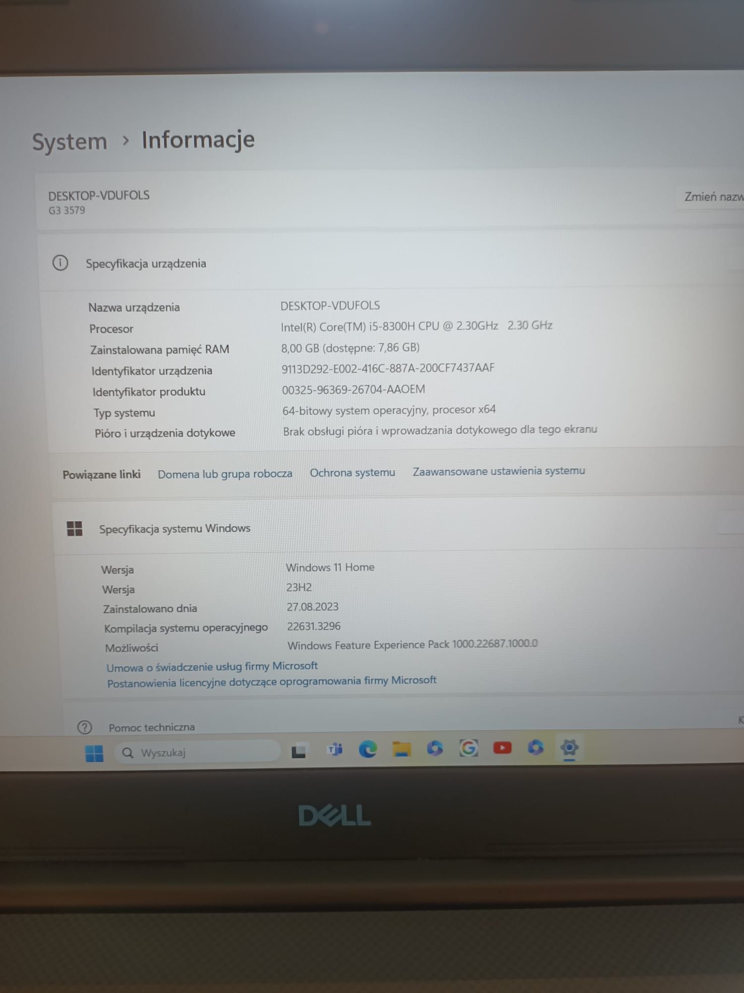 Laptop Dell G3 15