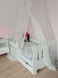 Łóżko białe dla dziecka łóżeczko 160x90 160/90 z szufladą z materacem
