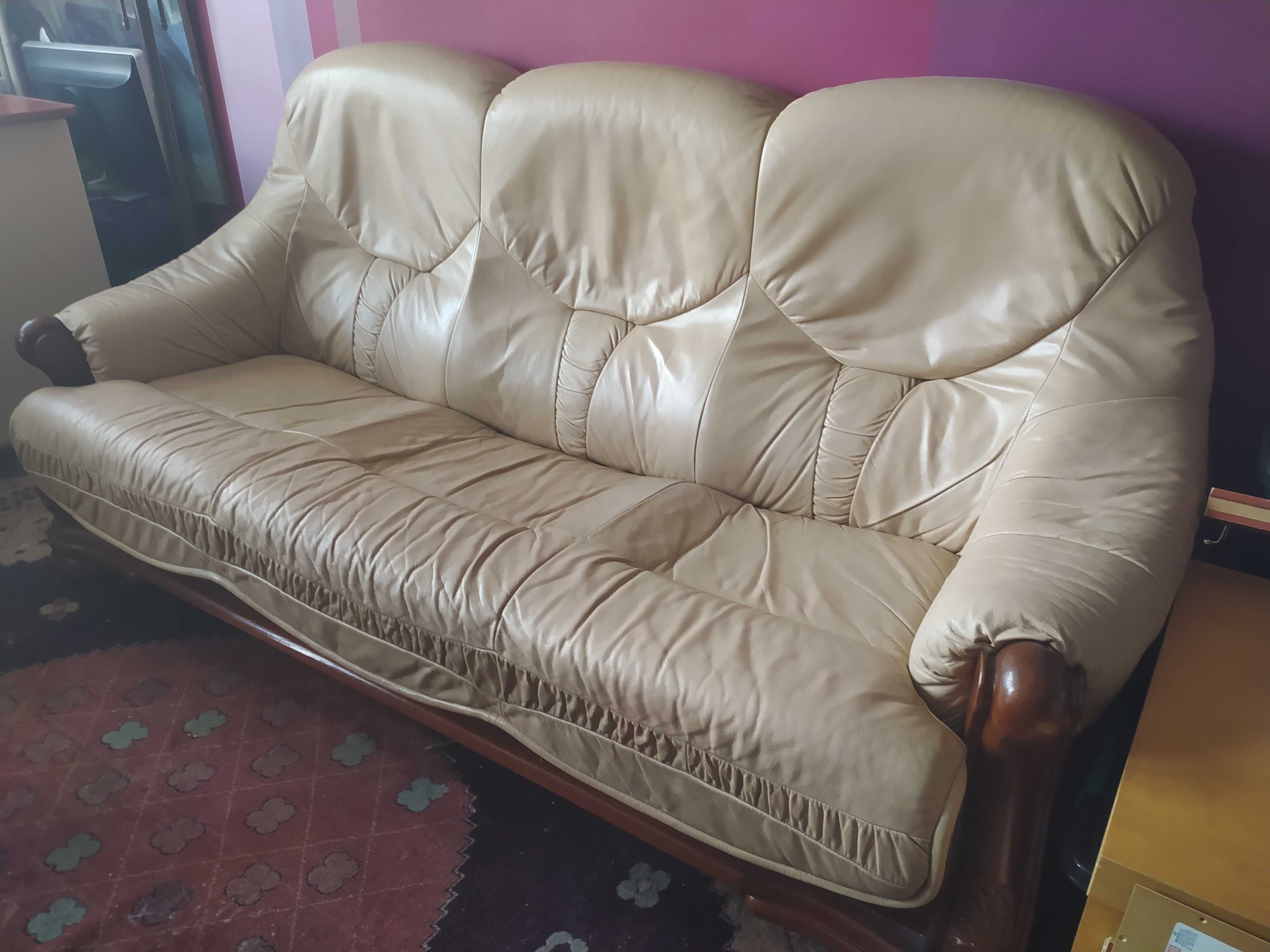 Sofa rozkładana 3-osobowa + 2 -  zestaw wypoczynkowy KLER jasny beż
