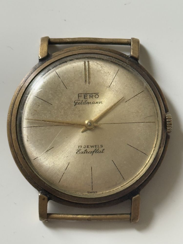 Zegarek męski Fero Feldmana 17jewels Extraflat Swiss made, duzy 37mm