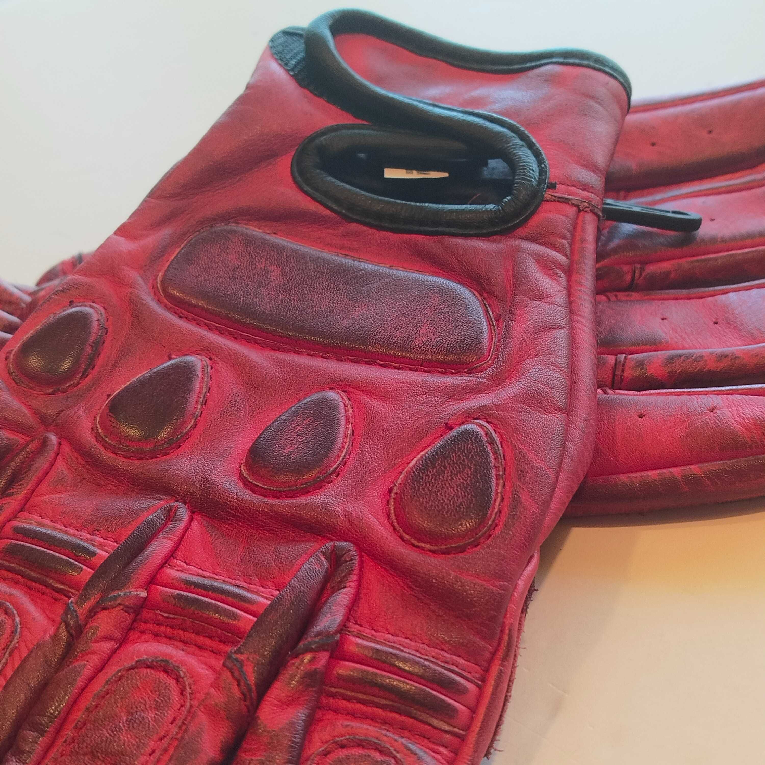 Luvas estilo camel cor vermelha caféRacer pele genuína novas