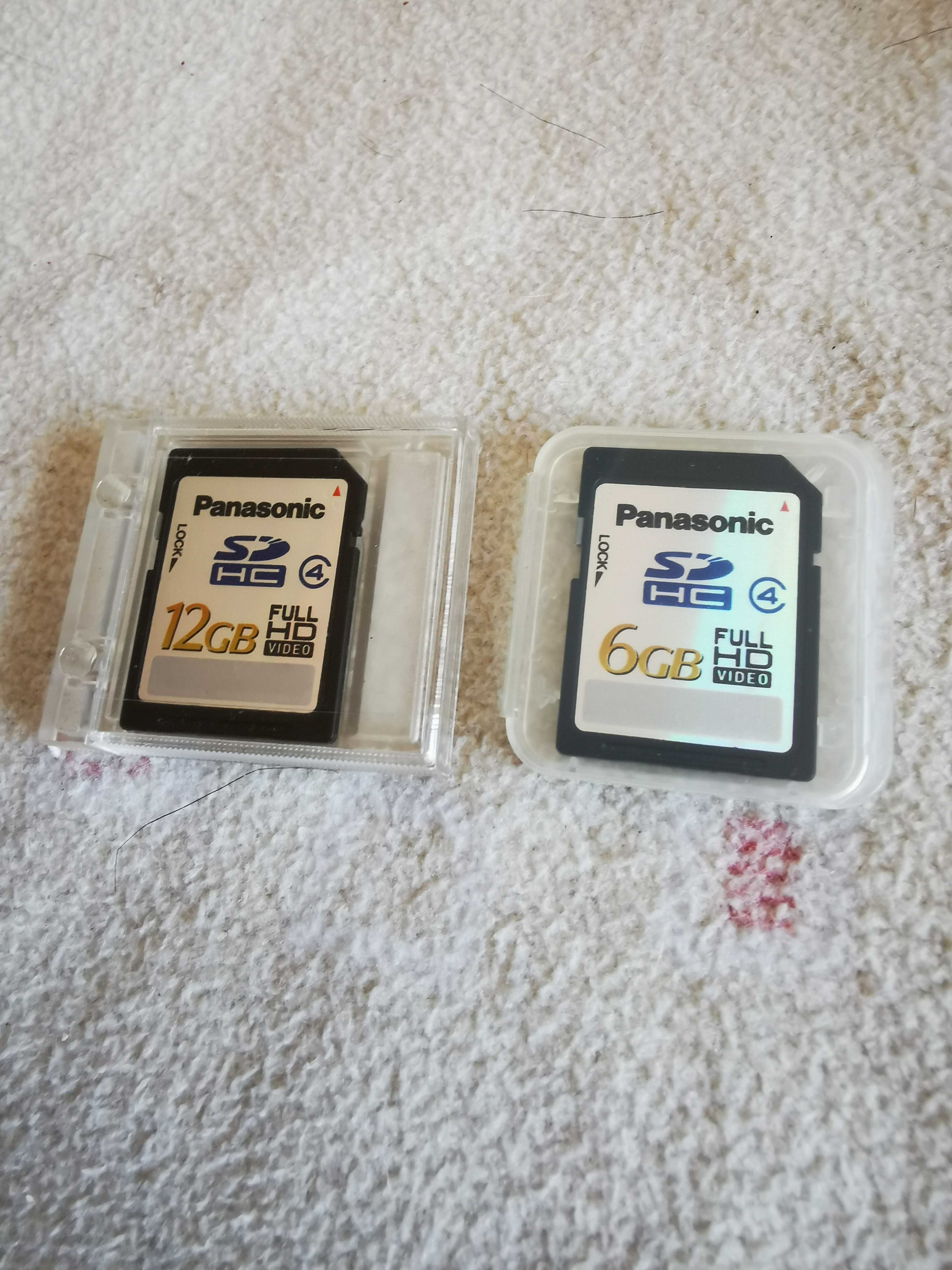 2 cartões da Panasonic Classe 4 de 6 gb e 12 gb SDHC Memória Flash