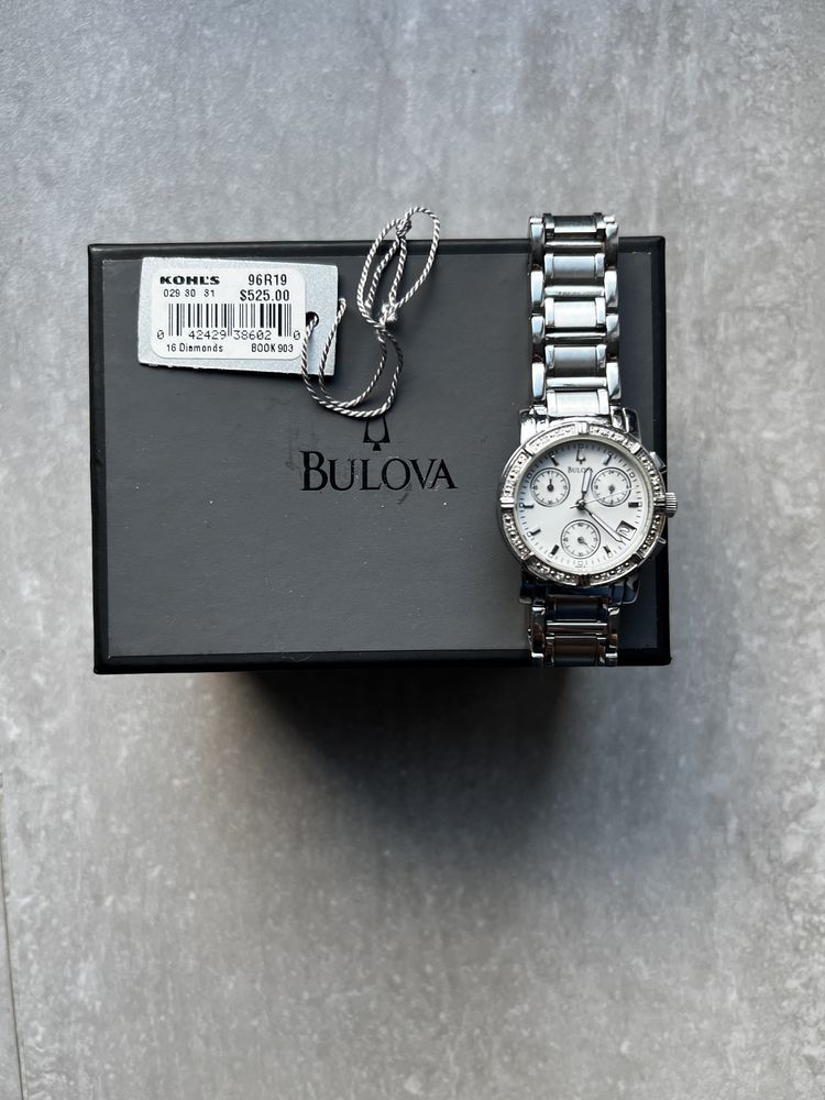 Zegarek Damski Bulova 96r19 srebrny diamenty