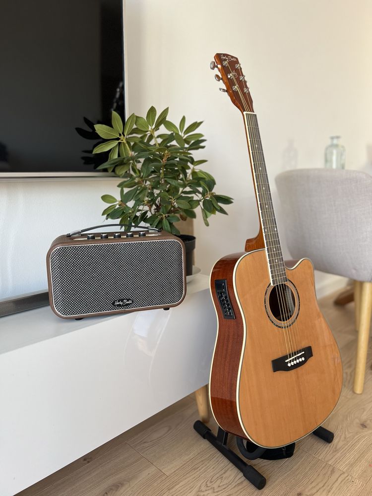 Harley Benton gitara elektroakustyczna + wzmacniacz + akcesoria