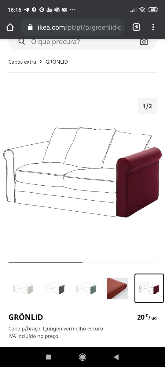 CAPA poltrona ikea gronlid braços sofá 2lugares sofá cama