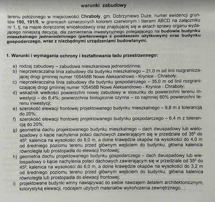 Działka Chraboły, gmina Dobrzyniewo Duże