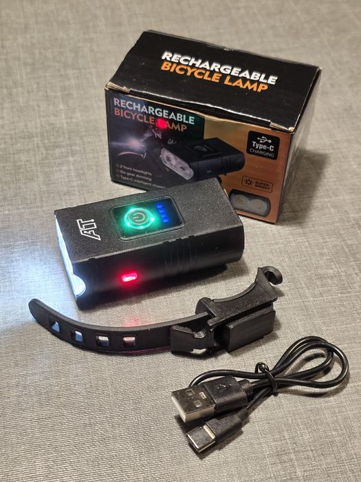Lampa przednia LED rowerowa USB-C Super jasna! Nowa!