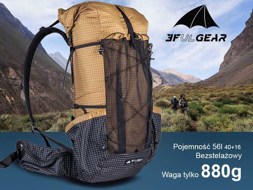 Plecak 56l ultralekki Qidian Pro wytrzymały ultralight lekki waga 880g