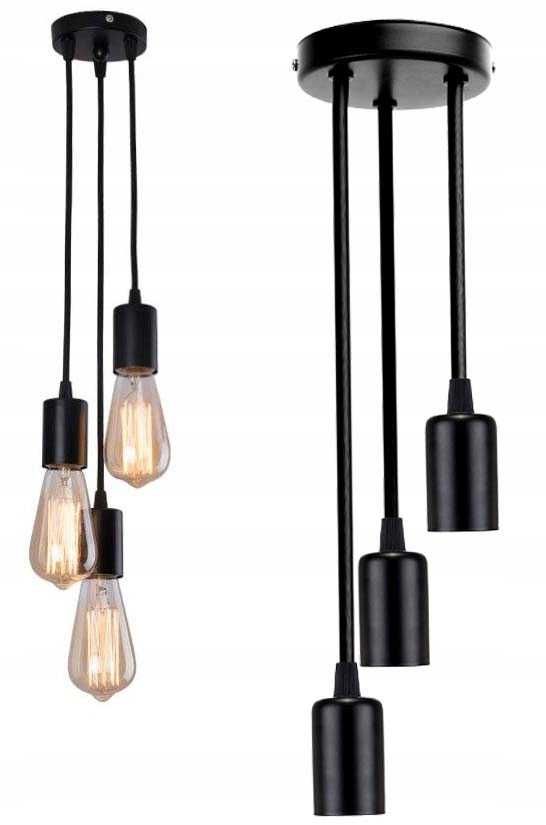 Lampa Sufitowa LOFT Wisząca 3 źródła światła, Regulowana