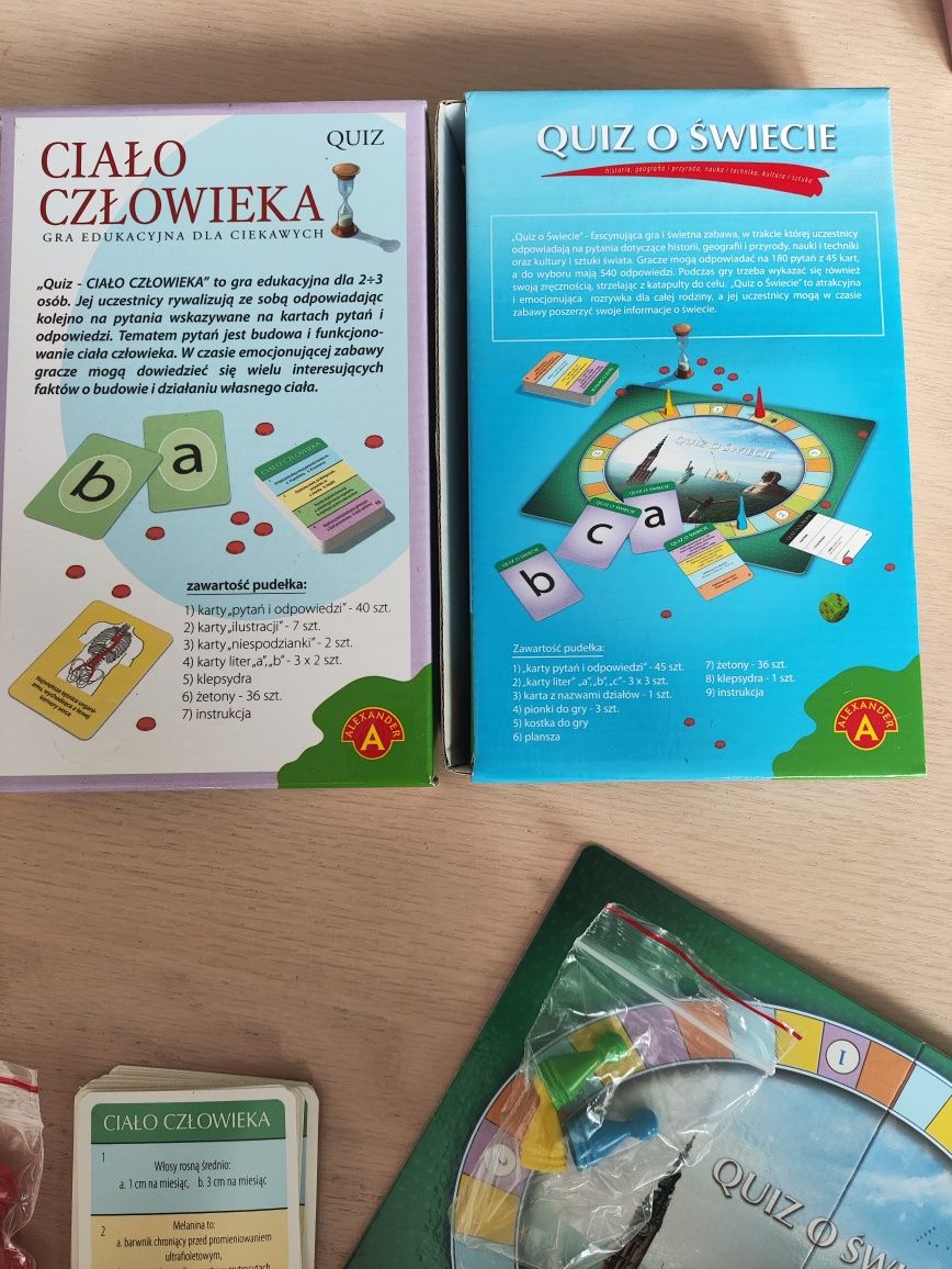 TANIEJ 2 gry planszowe, QUIZ o świecie i ciało człowieka