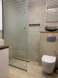 ścianka prysznicowa 125 cm, grube hartowane szkło