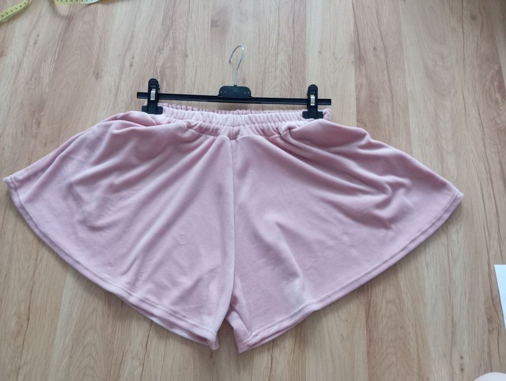Komplet welurowy koszulka i spodenki lato S/M/L/XL pudrowy róż