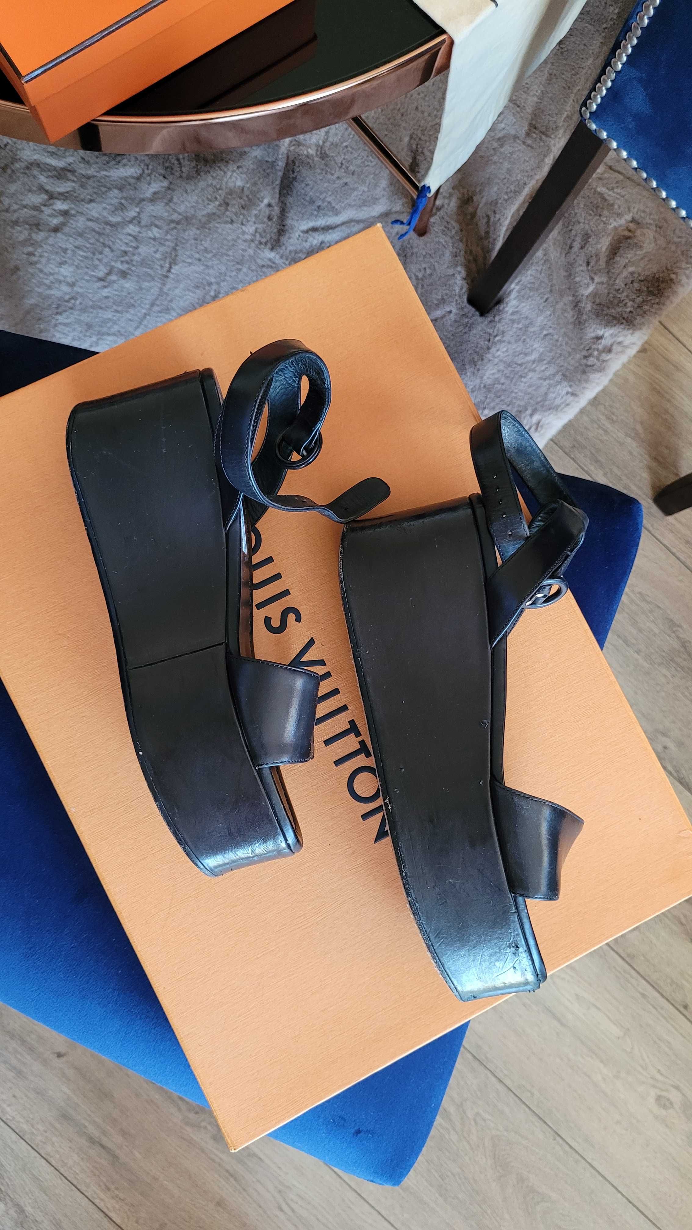 Koturny Platformy PRADA Milano Nero 38  ORGINAL Skóra OKAZJA!