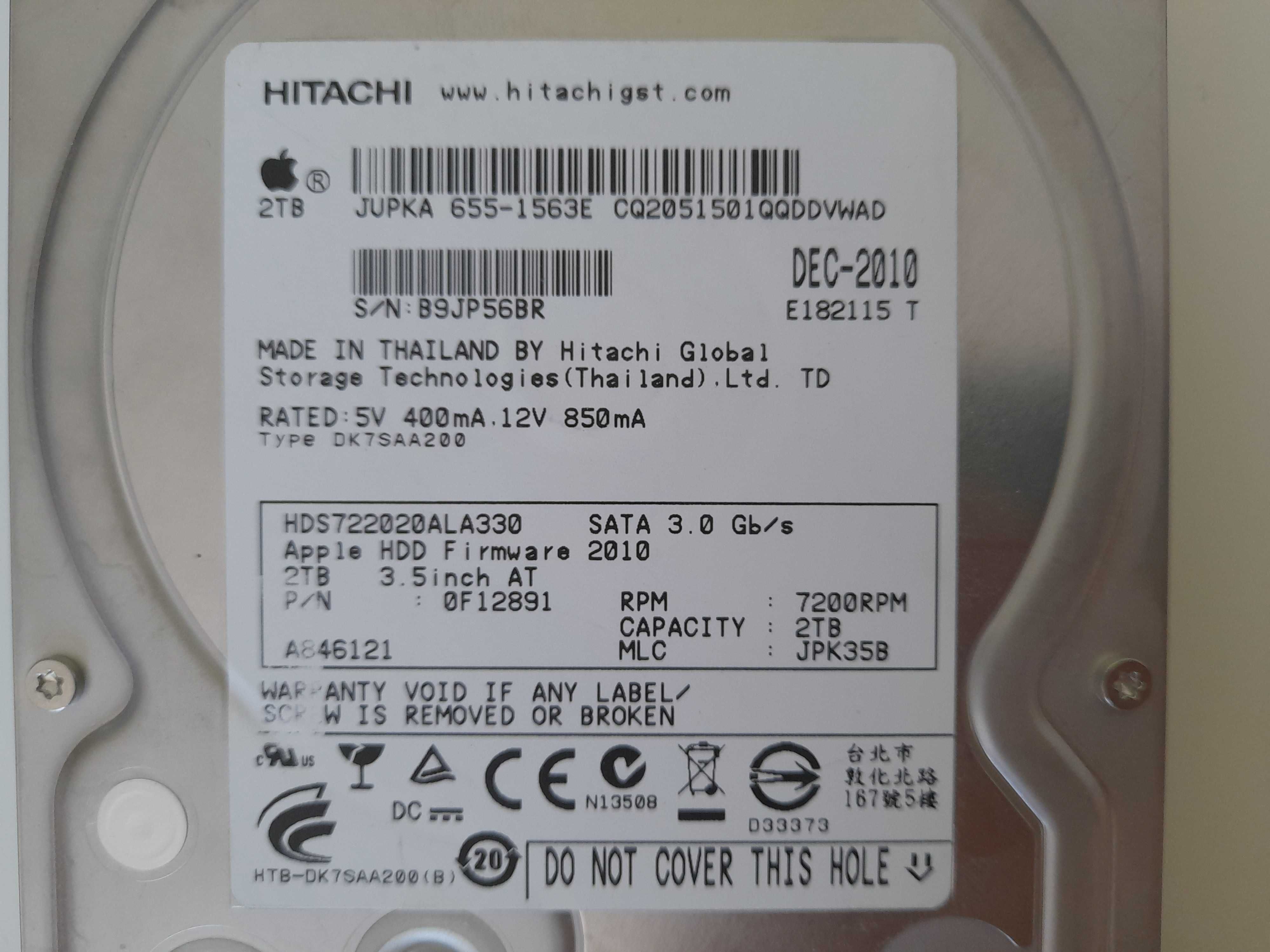 Dysk twardy HITACHI Sata 3,0 Apple HDD 2TB 3.5 inch