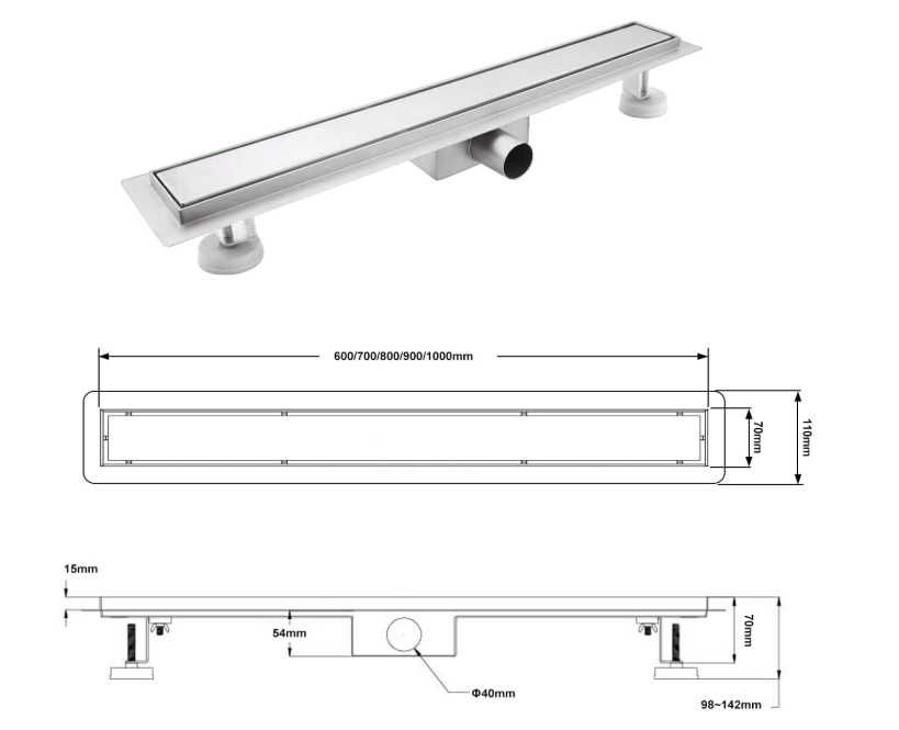 Odpływ Liniowy Srebrny 80 cm Nr.993