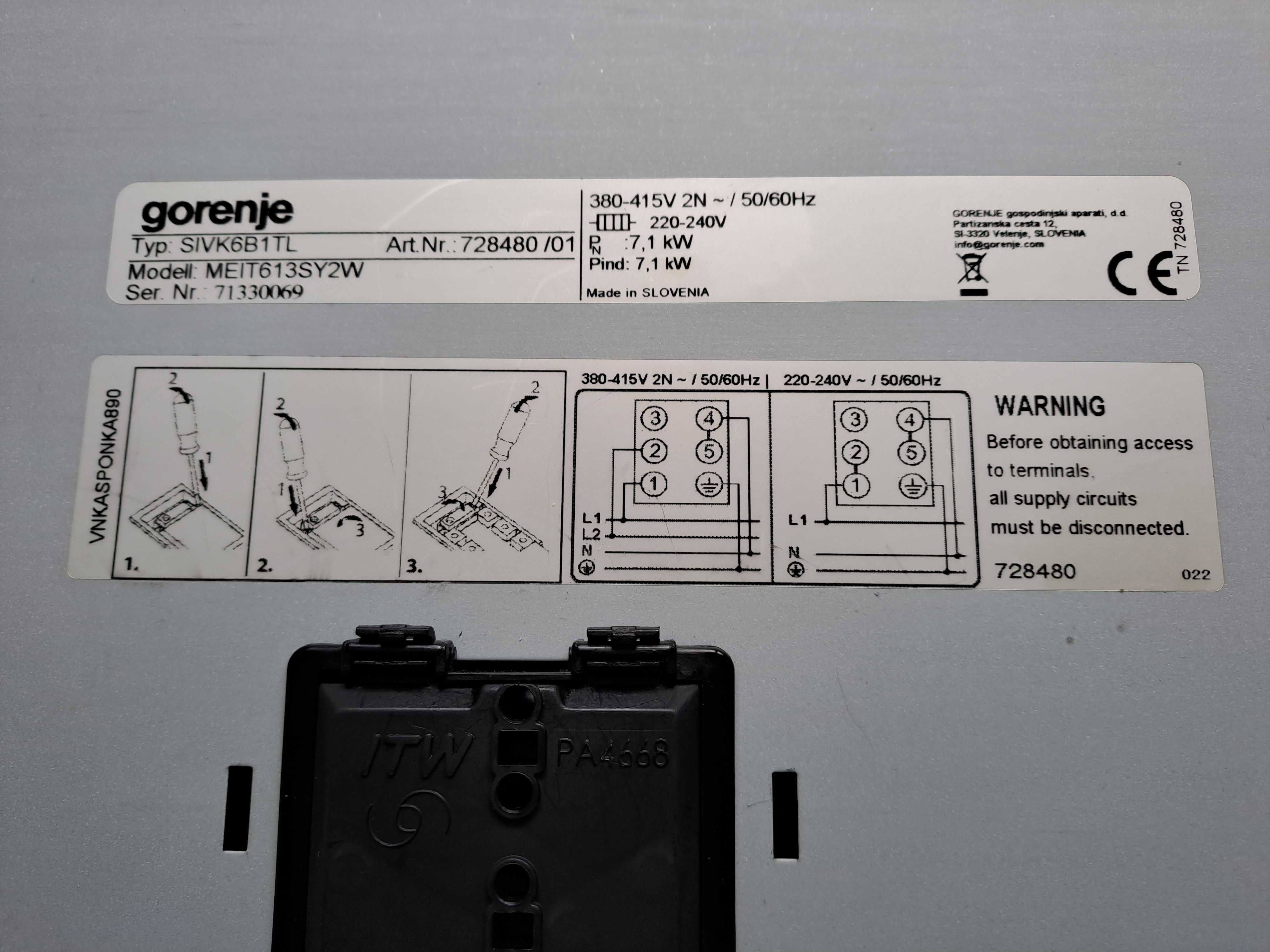 Plyta indukcyjna"Gorenje" Biala