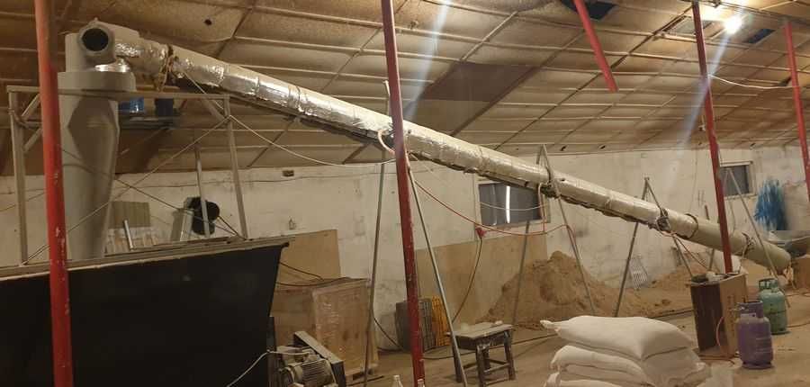 suszarnia trocin na gaz ogrzewany podajnik ślimakowy +peleciarka 7,5kW