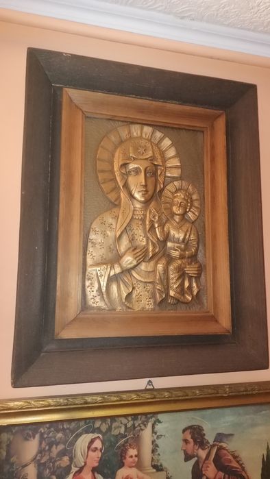 Obraz św Ikona Matki Boskiej Częstochowskiej odlew miedziany