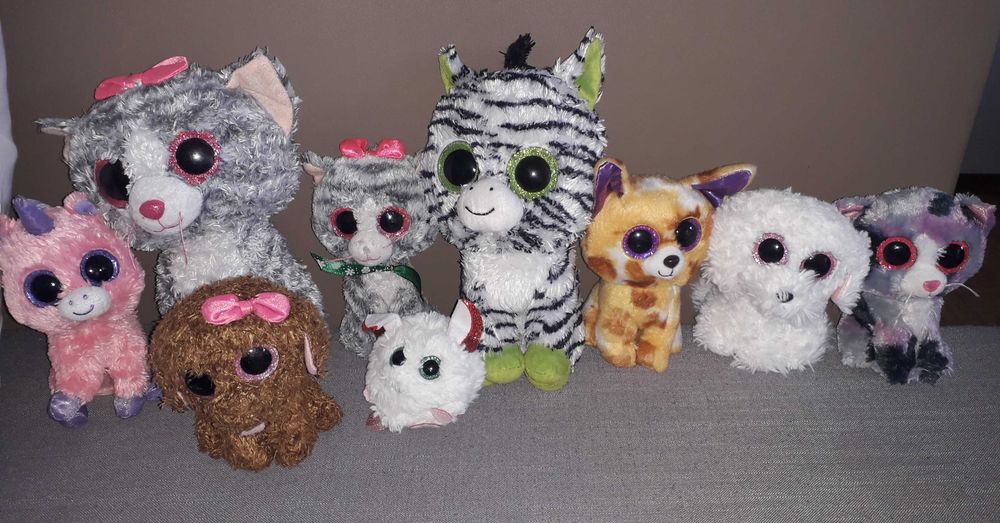 Maskotki zwierzątka błyszczące oczy 9 sztuk firmy TY.