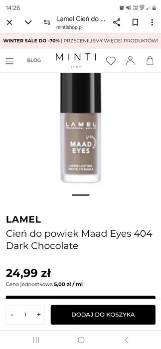 Nowy cień do powiek w płynie kremie płynny zapakowany nude brąz Lamel