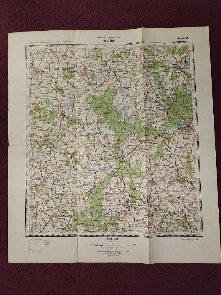 Mapa topograficzna Polski skala 1 :200 000 Łódź i Ostróda
